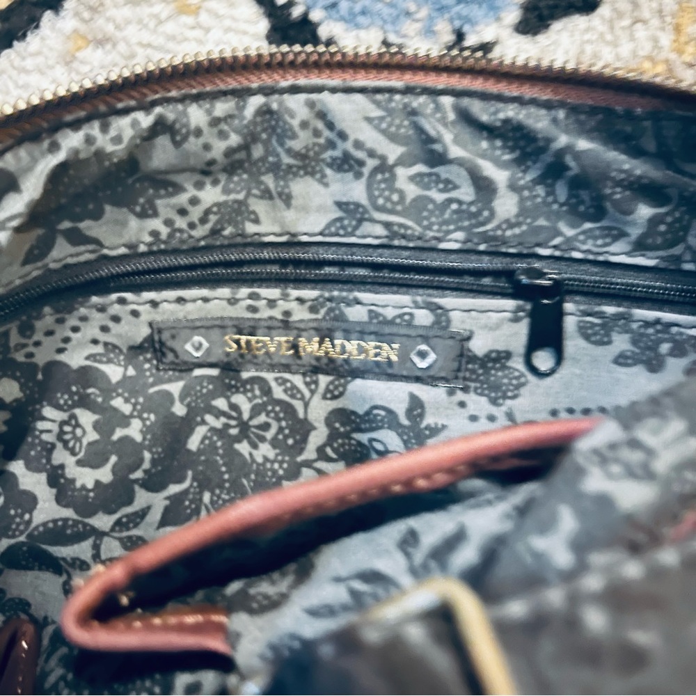 Steve Madden Burgundy Suede Studded Hobo Purse W/ Leather Embellished Strap - Picture 10 of 10
